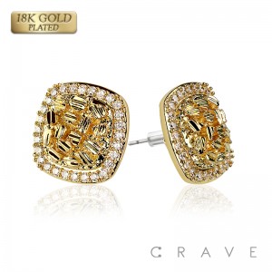 PAIR OF 18K GOLD PLATED INGOT CENTERED NUGGET EARRINGS